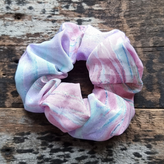 Pink and Blue Pastel Tie Dye Super Soft Crepe Scrunchie | Hair Tie