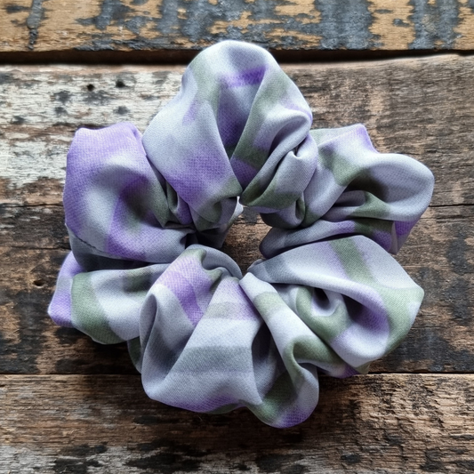 Purple Abstract Lines Super Soft Crepe Scrunchie | Hair Tie