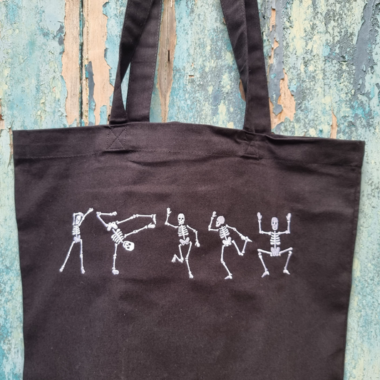 Design Your Own Dancing Skeleton Embroidered Tote Bag