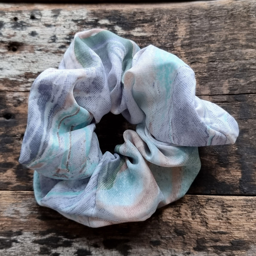 Aqua Pastel Tie Dye Super Soft Crepe Scrunchie | Hair Tie