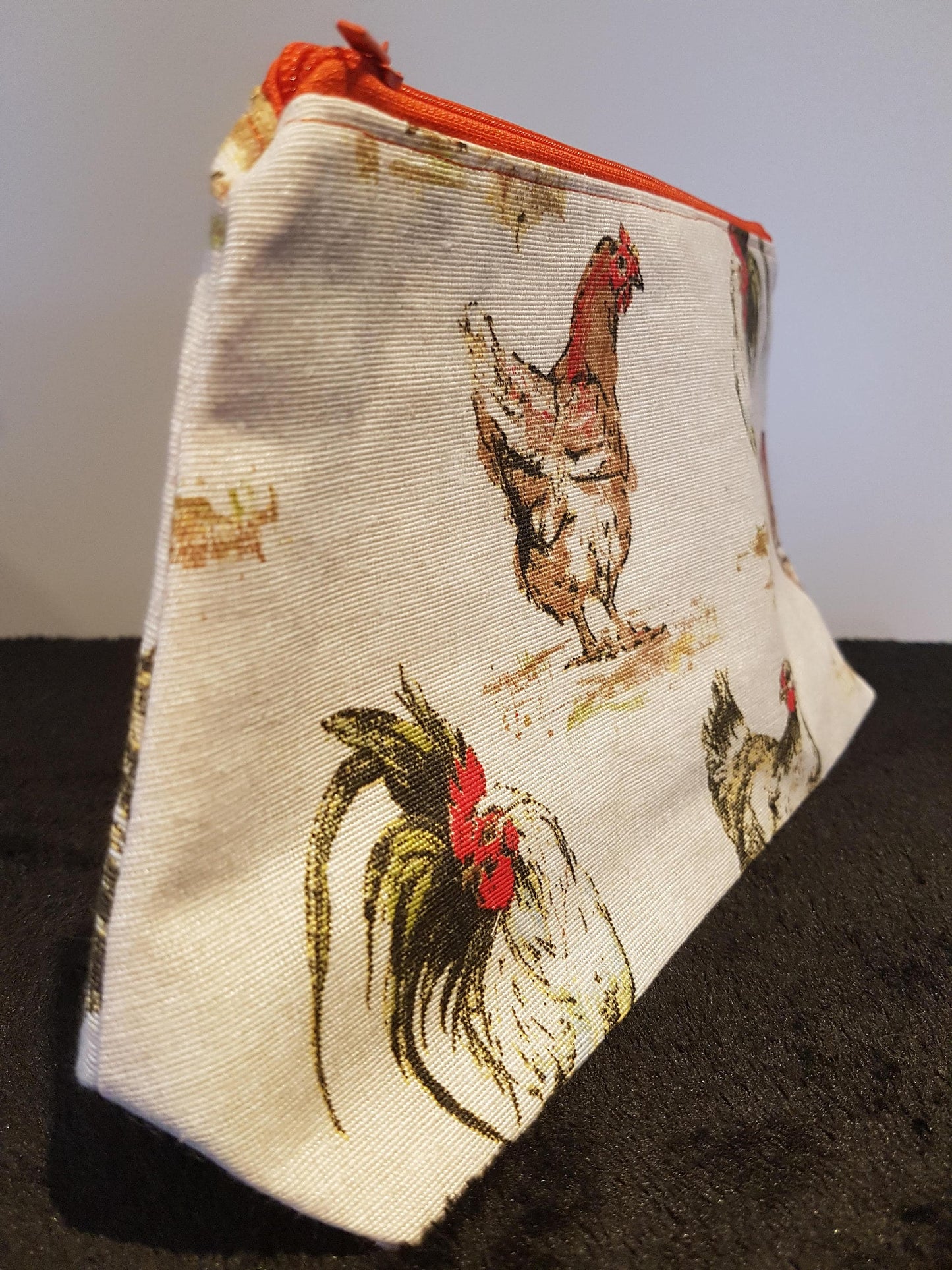 Rustic Chicken Canvas Pouch Bag | Large Makeup Bag