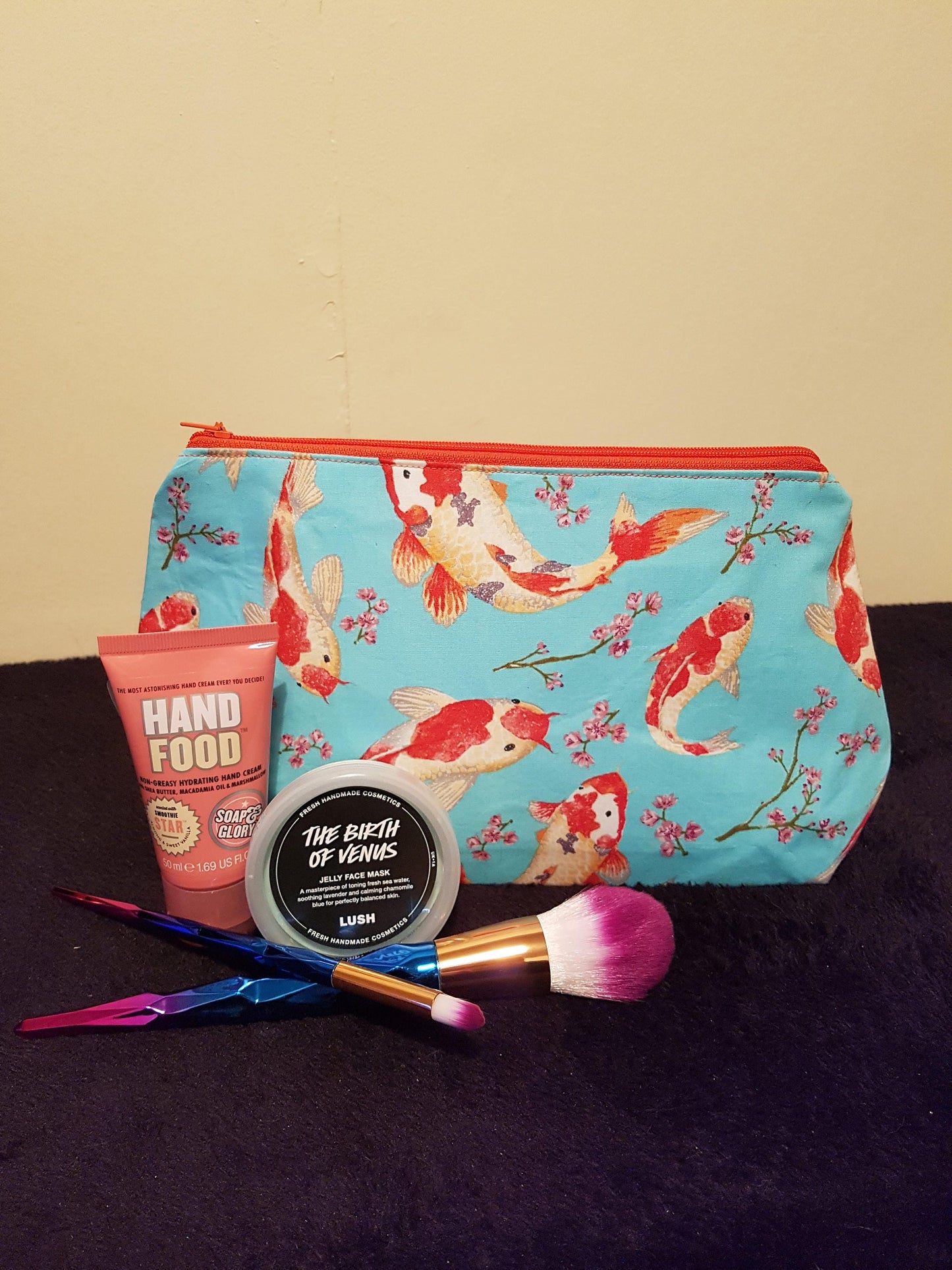 Relaxing Koi Zipper Pouch Bag | Large Makeup Bag