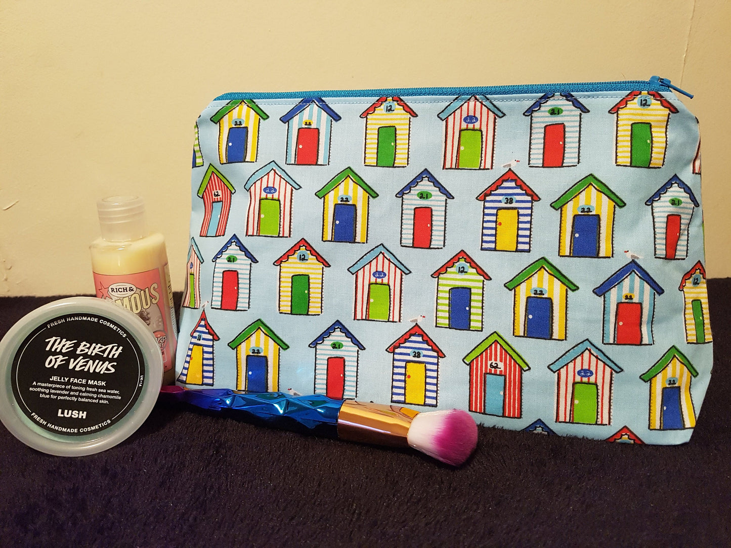 Beach Hut Zipper Pouch Bag | Large Makeup Bag