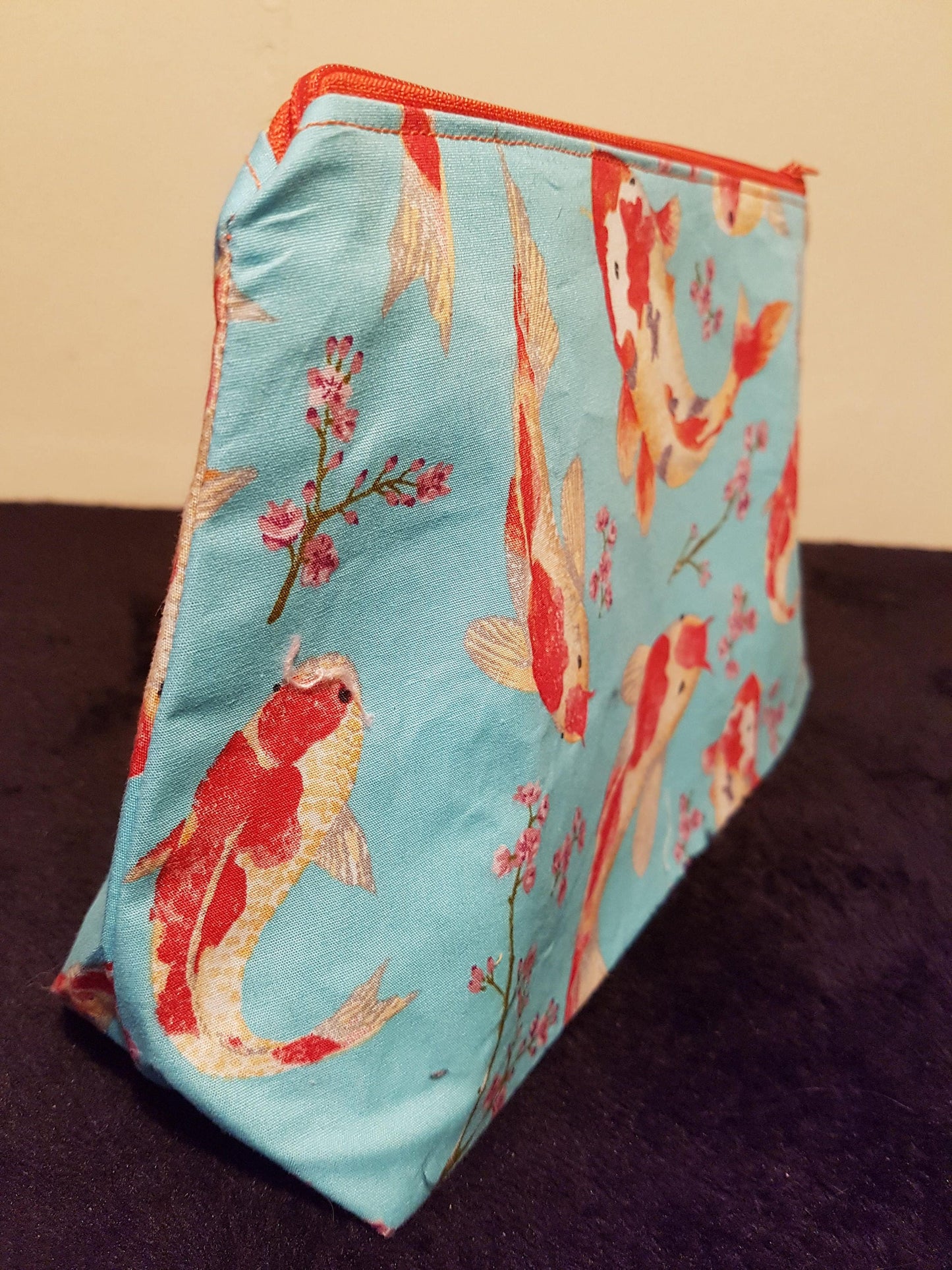 Relaxing Koi Zipper Pouch Bag | Large Makeup Bag