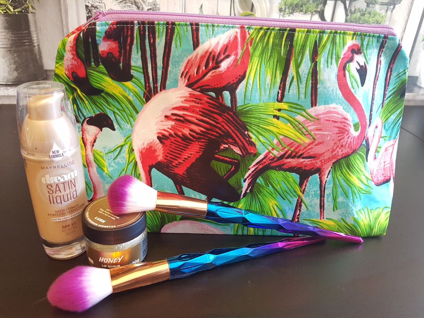 Flamingo Zipper Pouch Bag | Large Makeup Bag