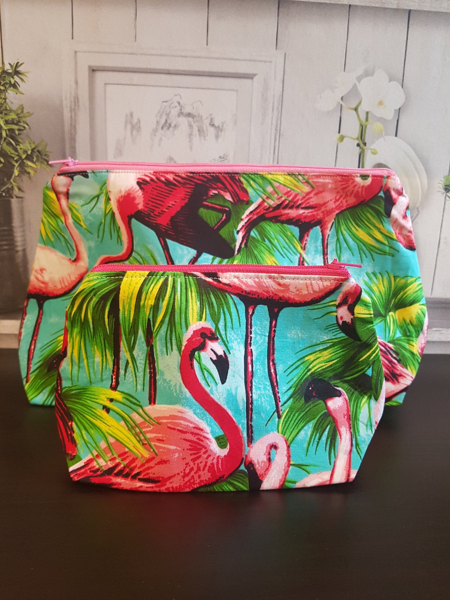 Light Blue Flamingo Pouch Bag Pair