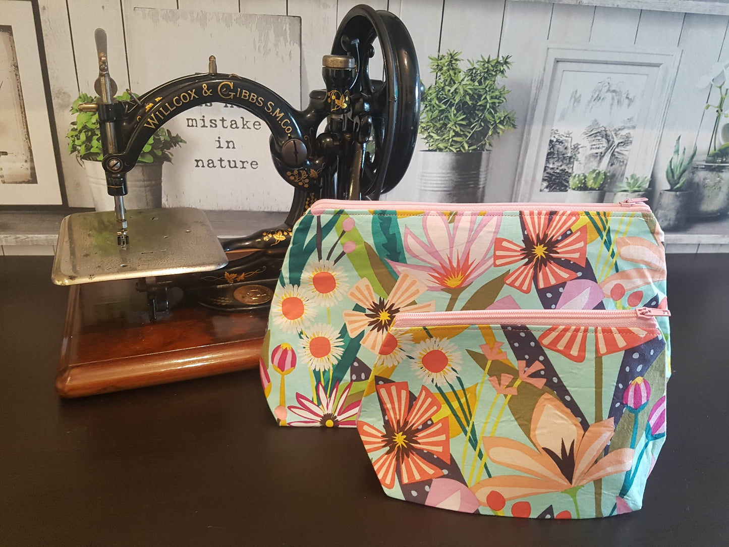 Multicoloured Floral Pouch Bag Pair