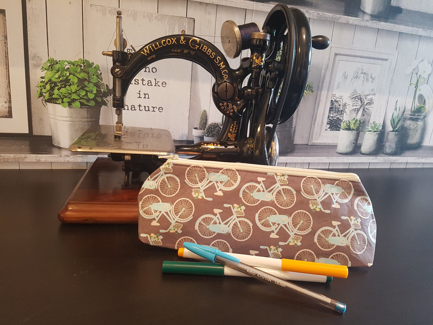 Grey Vintage Bicycle Pencil Case