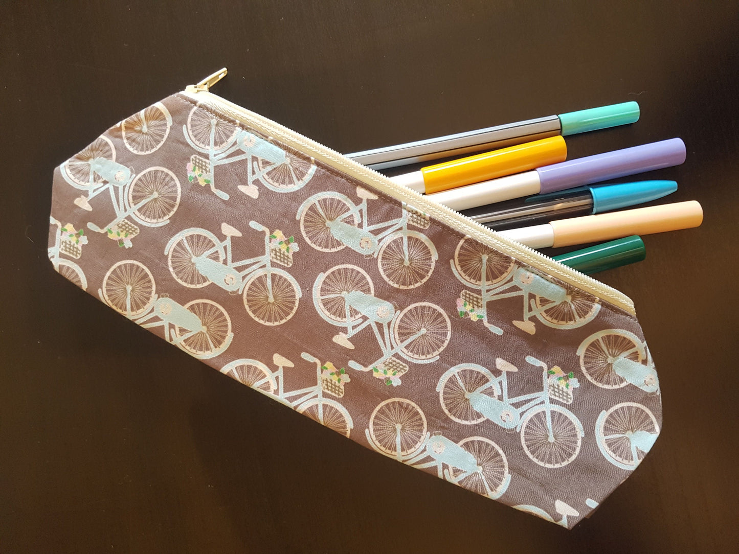 Grey Vintage Bicycle Pencil Case