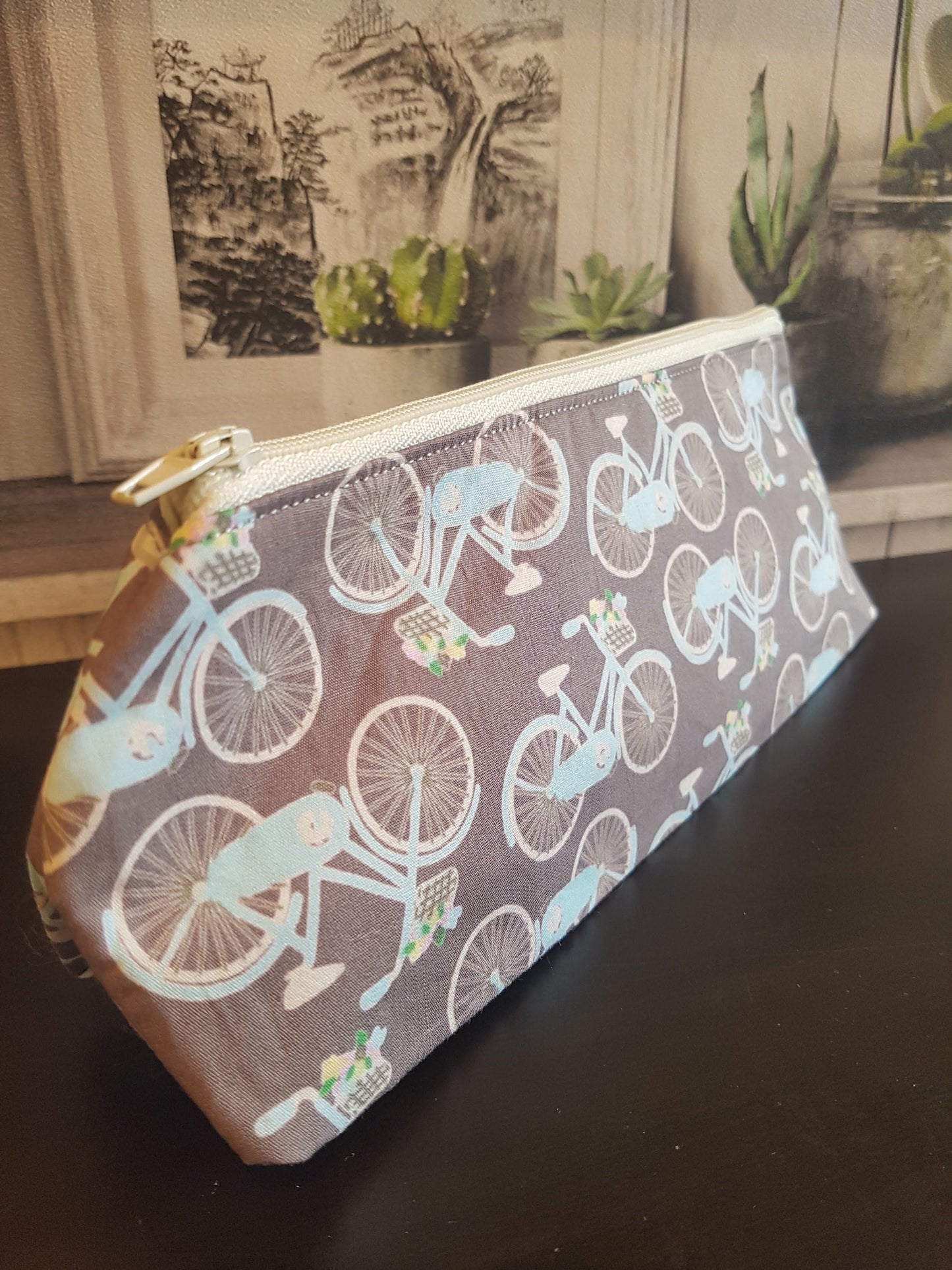 Grey Vintage Bicycle Pencil Case