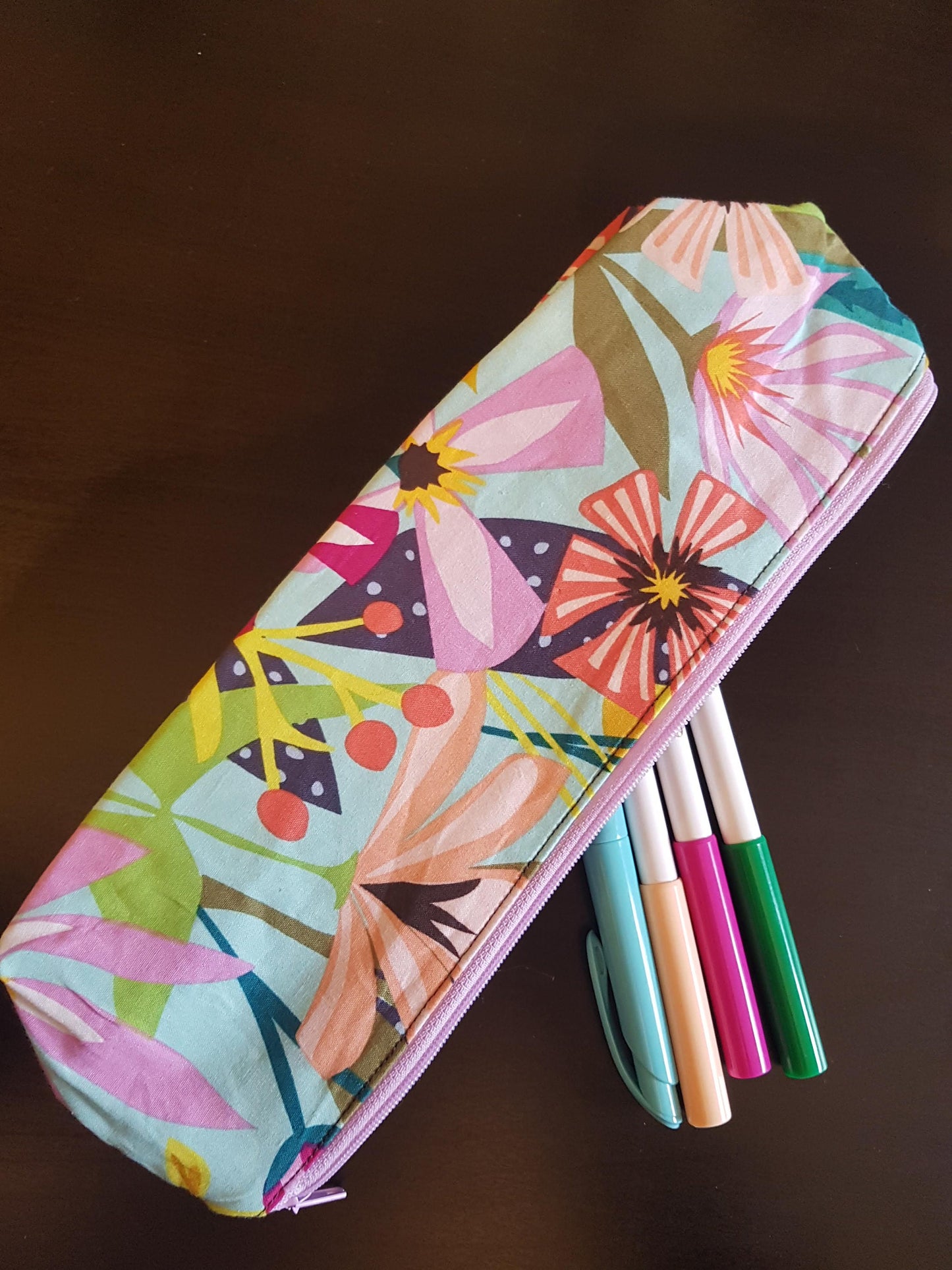 Multicoloured Floral Pencil Case