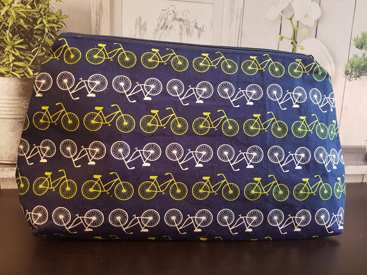 Blue Bicycle Pouch Bag | Large Makeup Bag