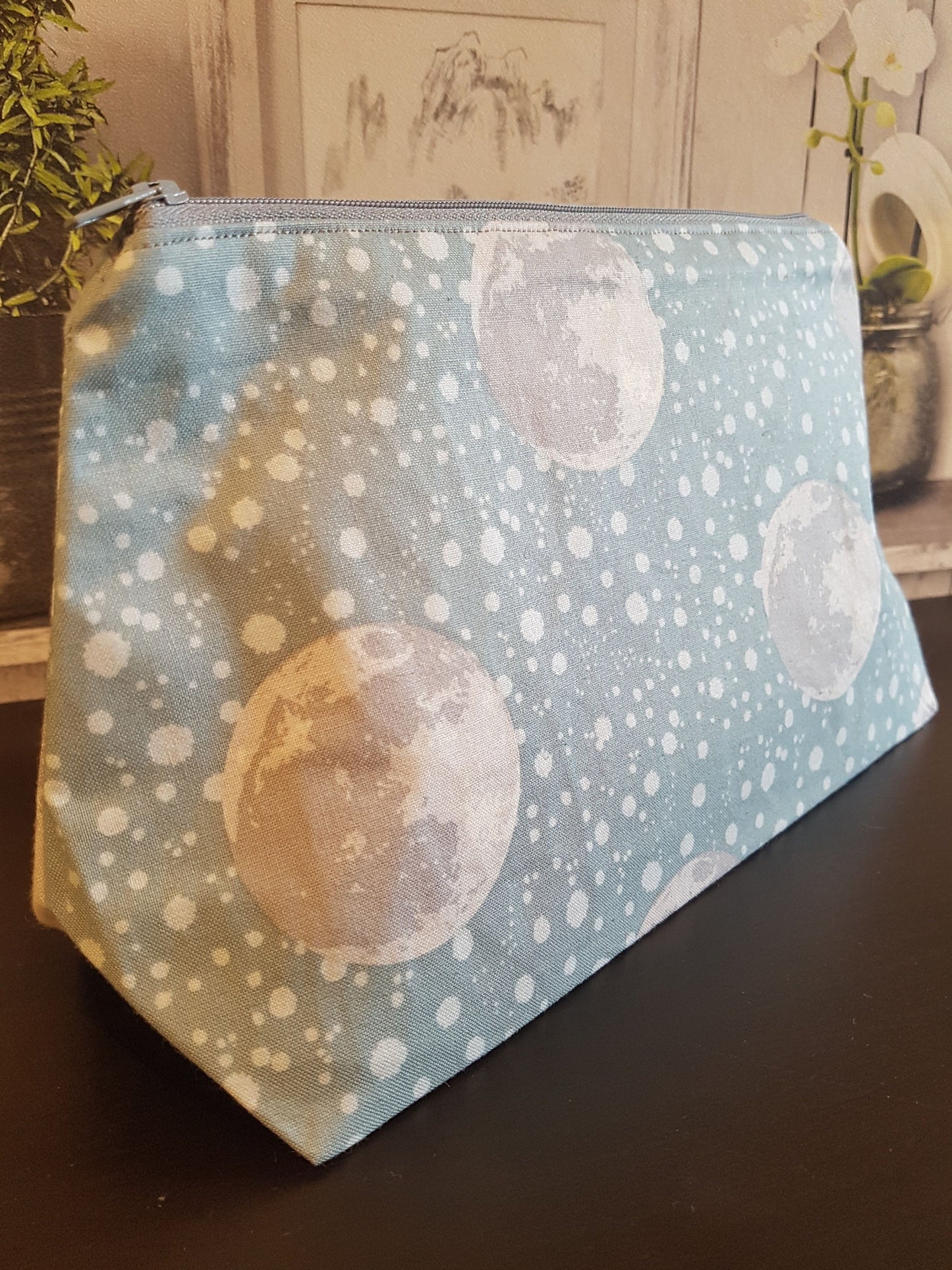 Grey Moon Pouch Bag | Large Makeup Bag