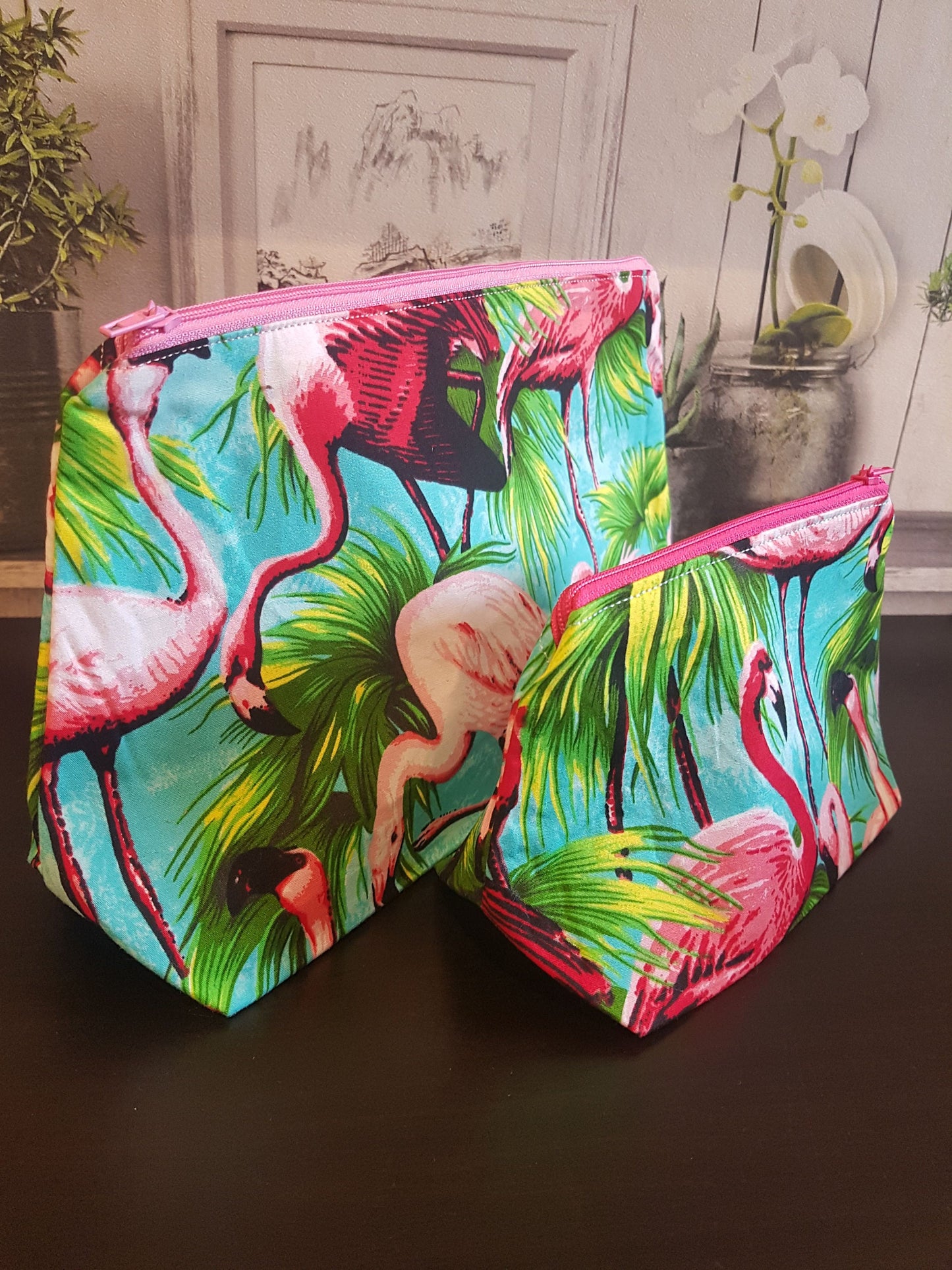 Light Blue Flamingo Pouch Bag Pair