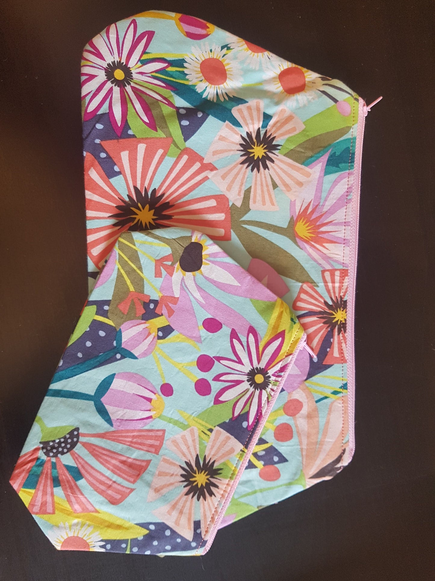 Multicoloured Floral Pouch Bag Pair