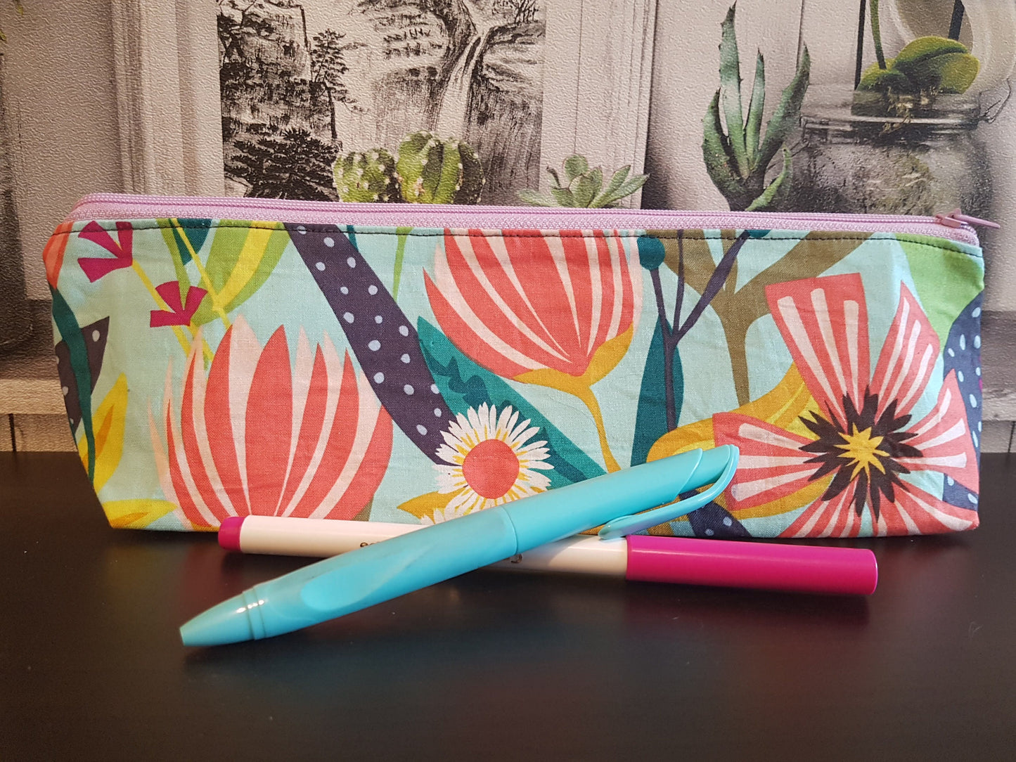 Multicoloured Floral Pencil Case