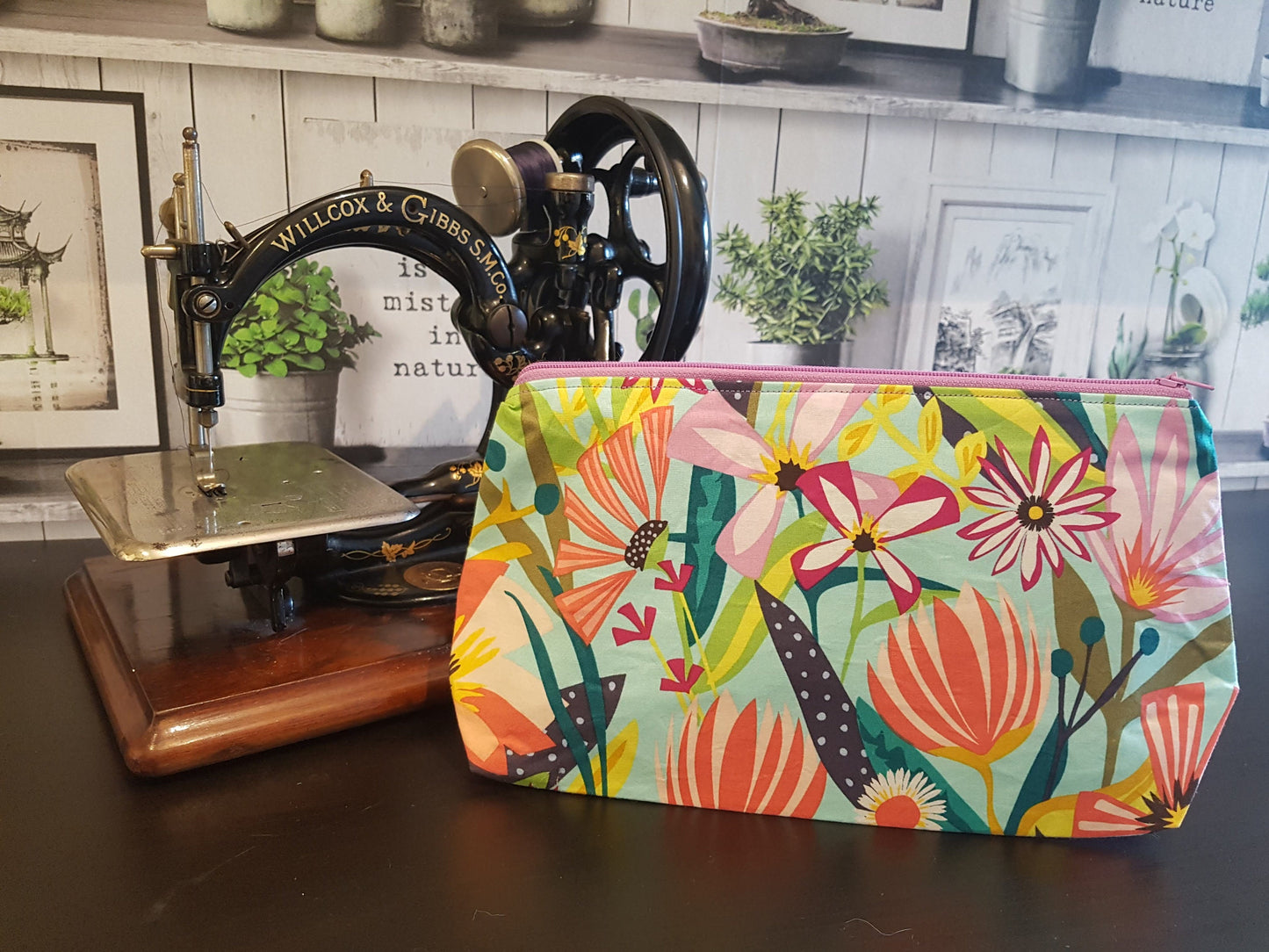 Multicoloured Floral Pouch Bag | Large Makeup Bag