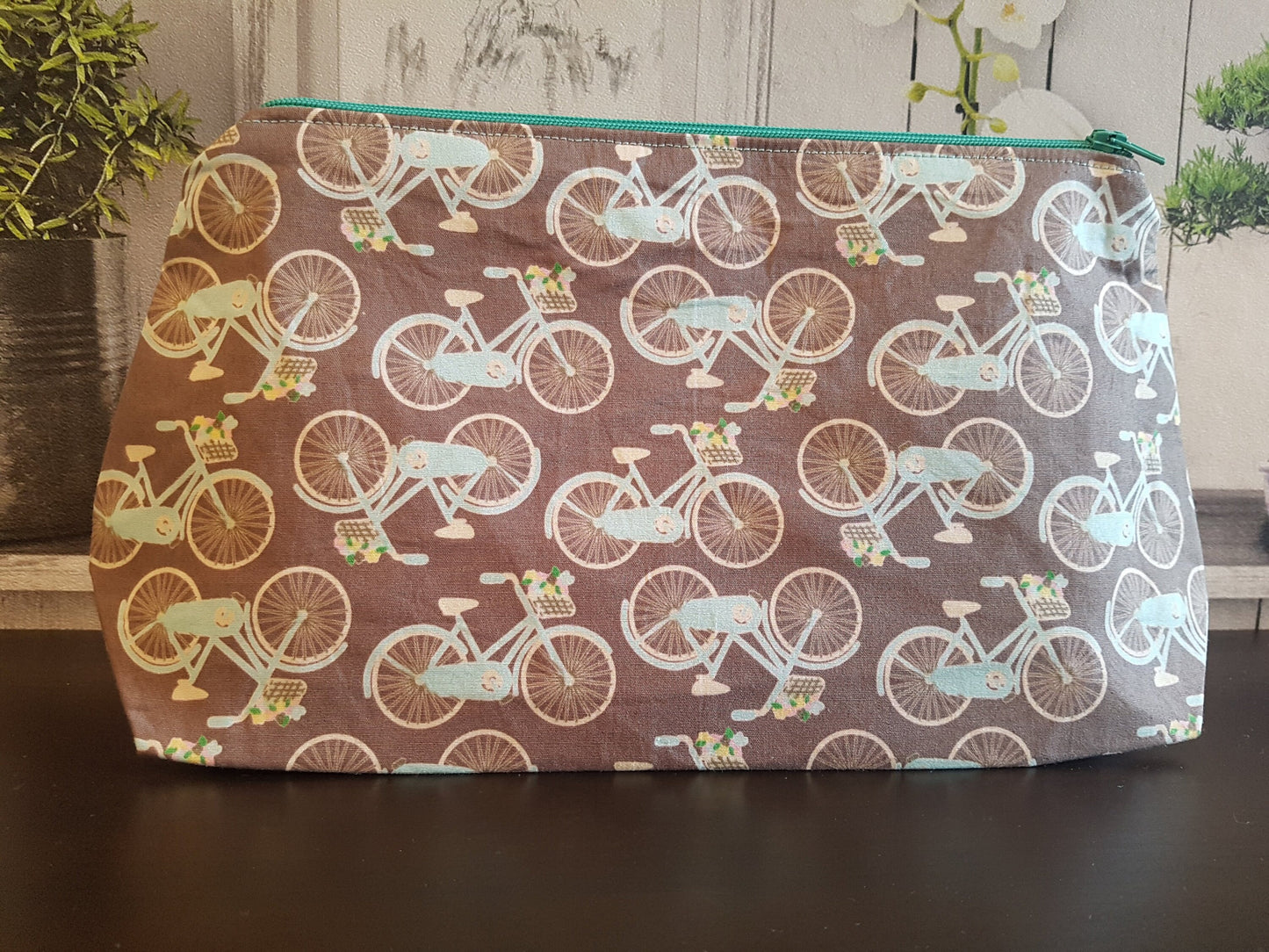 Vintage Look Bicycle Pouch Bag | Large Makeup Bag