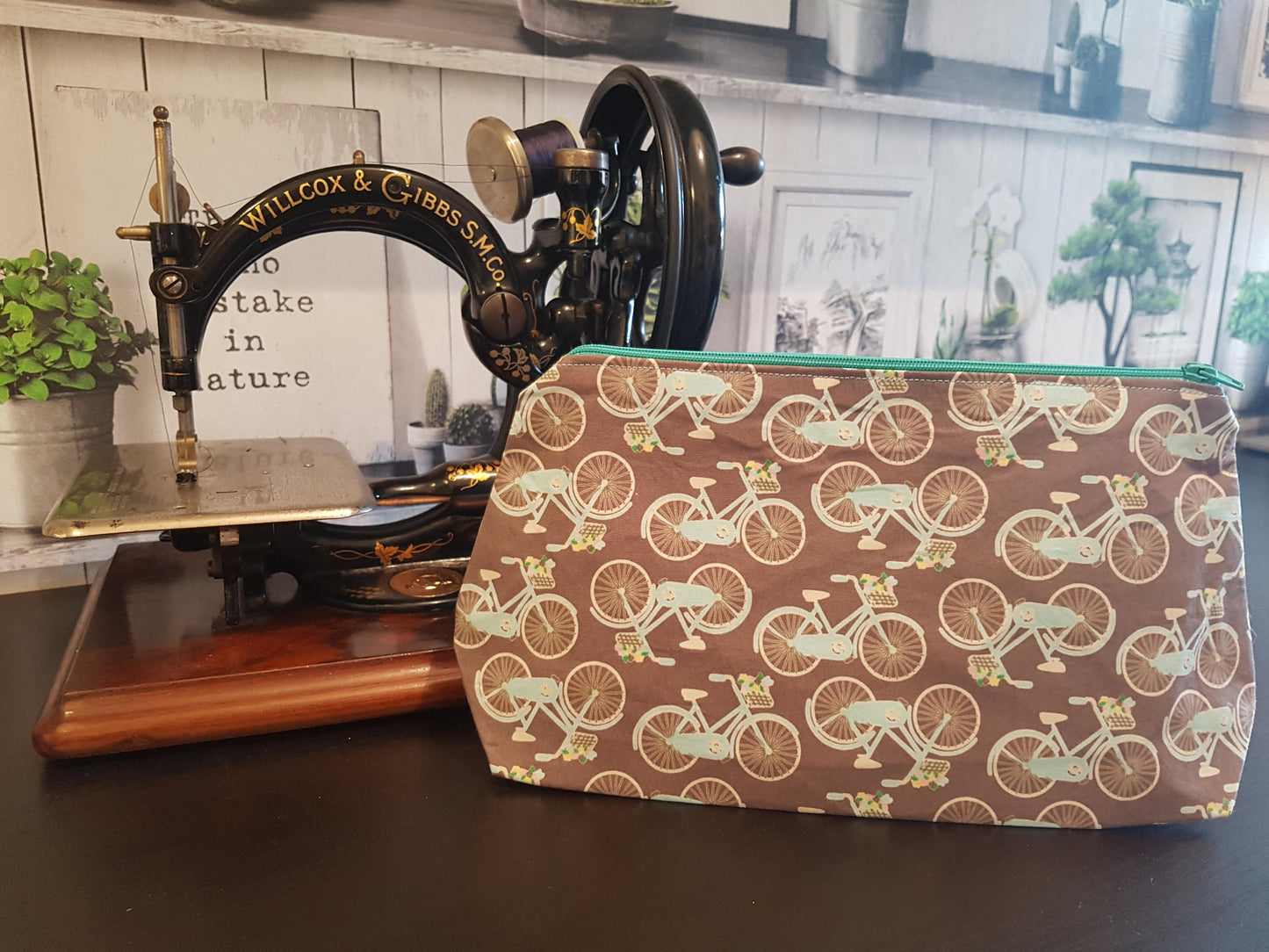 Vintage Look Bicycle Pouch Bag | Large Makeup Bag