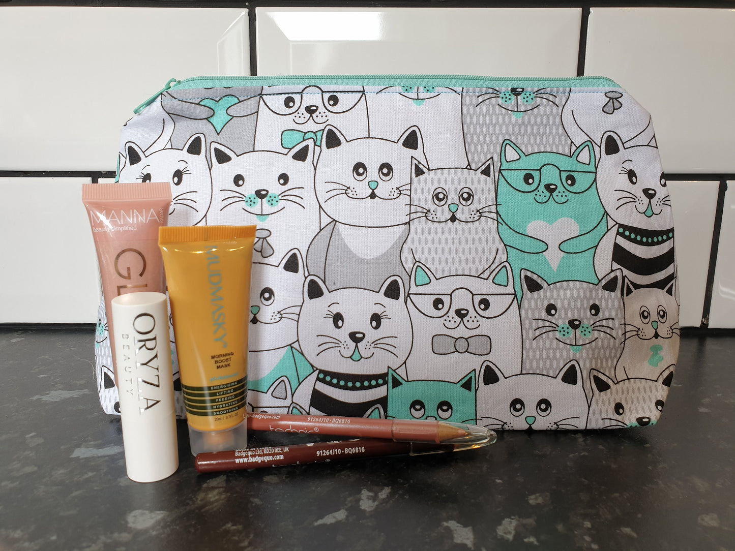 Cat Crowd Pouch Bag | Large Makeup Bag