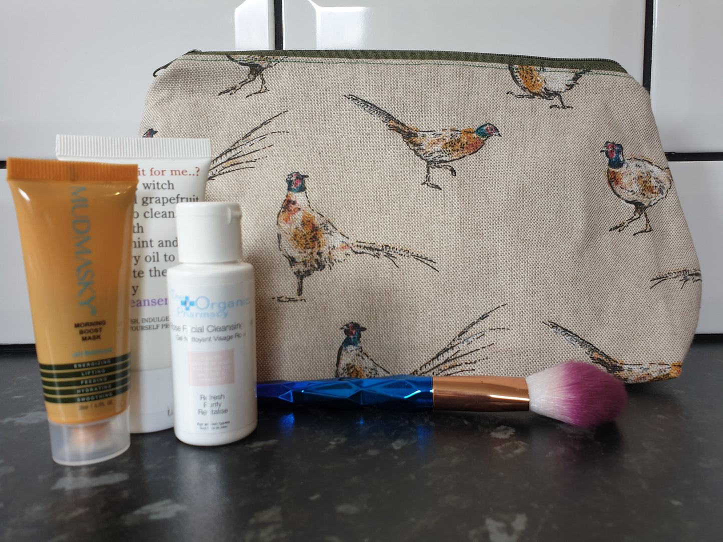 Countryside pheasant Pouch Bag | Large Makeup Bag