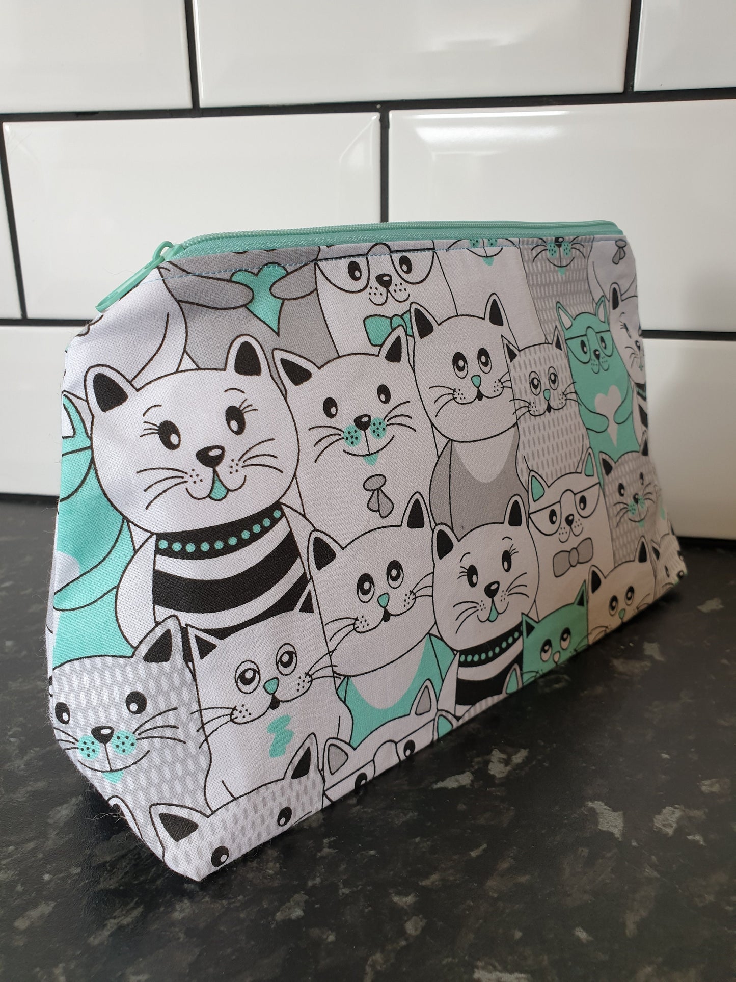 Cat Crowd Pouch Bag | Large Makeup Bag