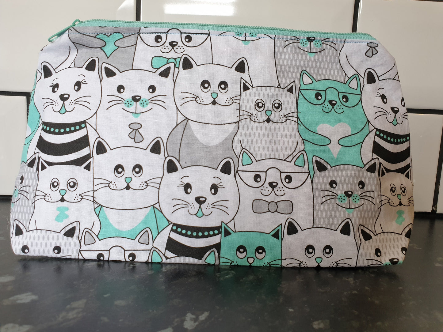 Cat Crowd Pouch Bag | Large Makeup Bag