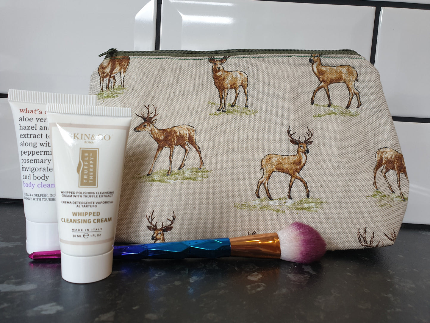 Countryside Stag Pouch Bag | Large Makeup Bag