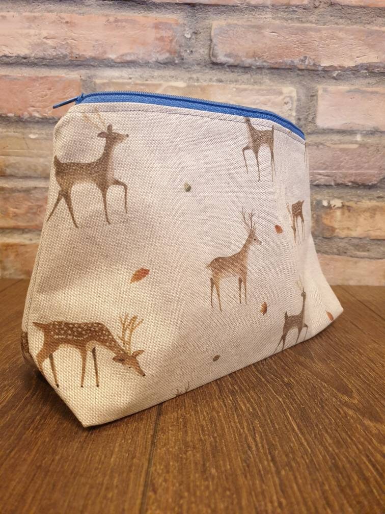 Autumnal Deer Pouch Bag | Large Makeup Bag