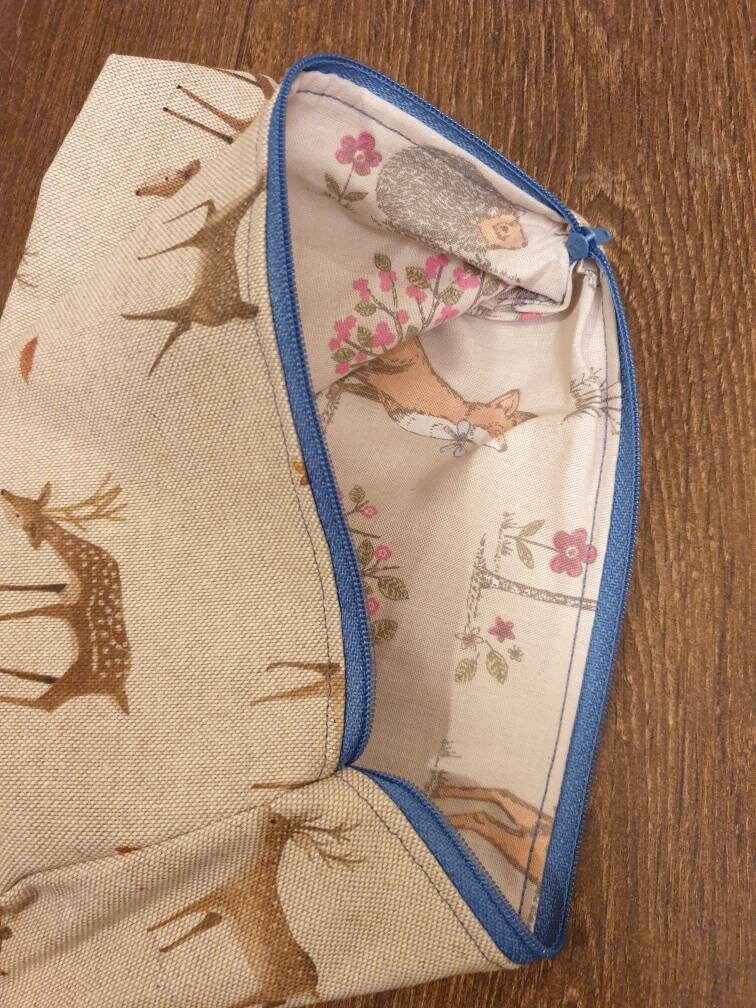 Autumnal Deer Pouch Bag | Large Makeup Bag