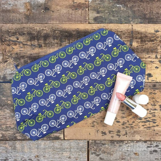 Blue Bicycle Pouch Bag | Large Makeup Bag