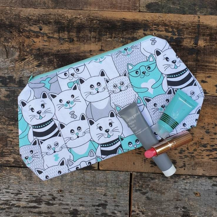 Cat Crowd Pouch Bag | Large Makeup Bag