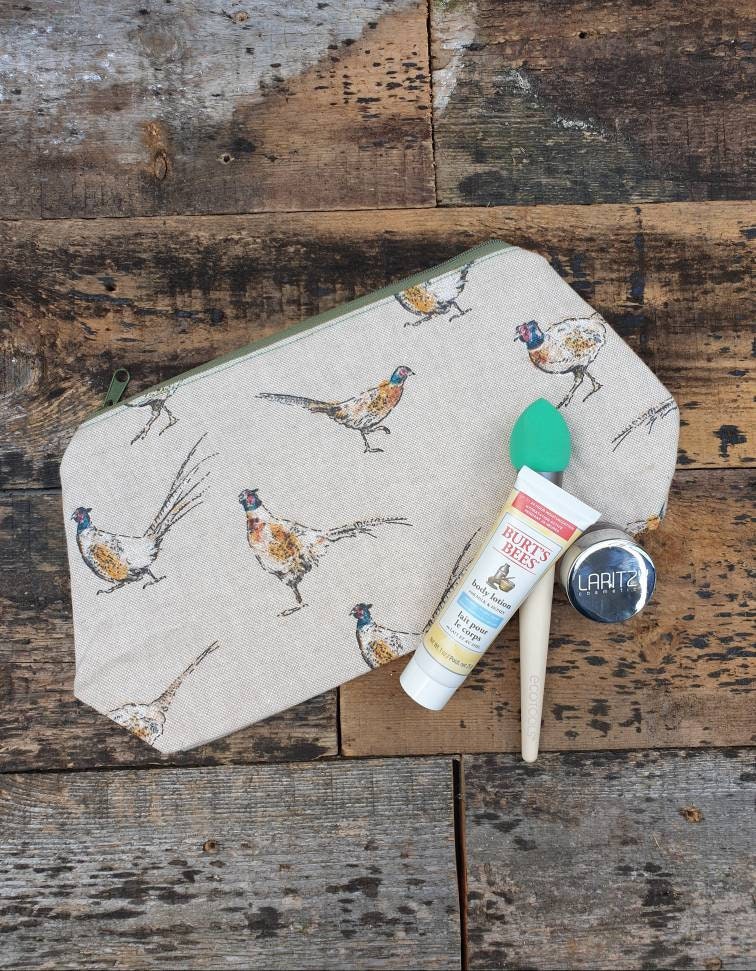 Countryside pheasant Pouch Bag | Large Makeup Bag