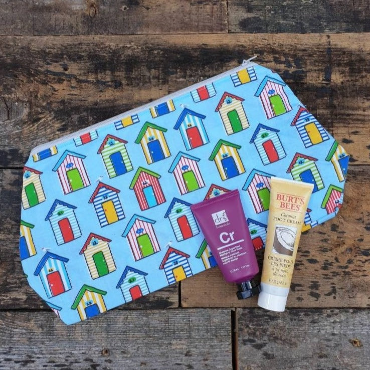 Beach Hut Zipper Pouch Bag | Large Makeup Bag