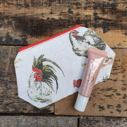 Rustic Chicken Pouch Bag | Small Makeup Bag