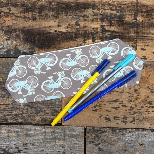 Grey Vintage Bicycle Pencil Case