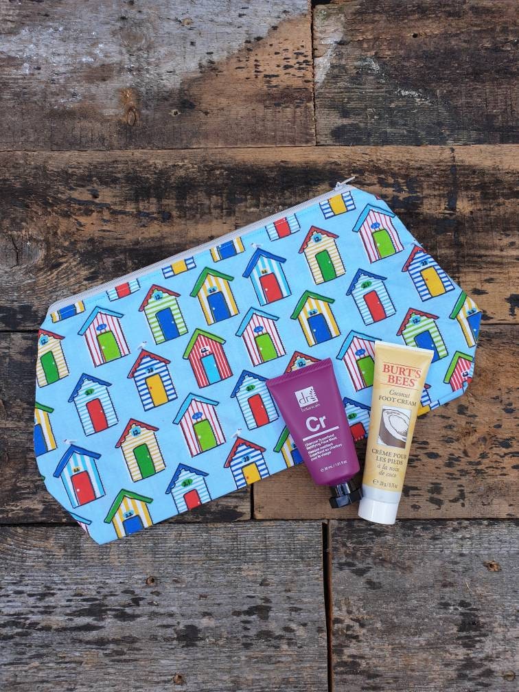 Beach Hut Zipper Pouch Bag | Large Makeup Bag