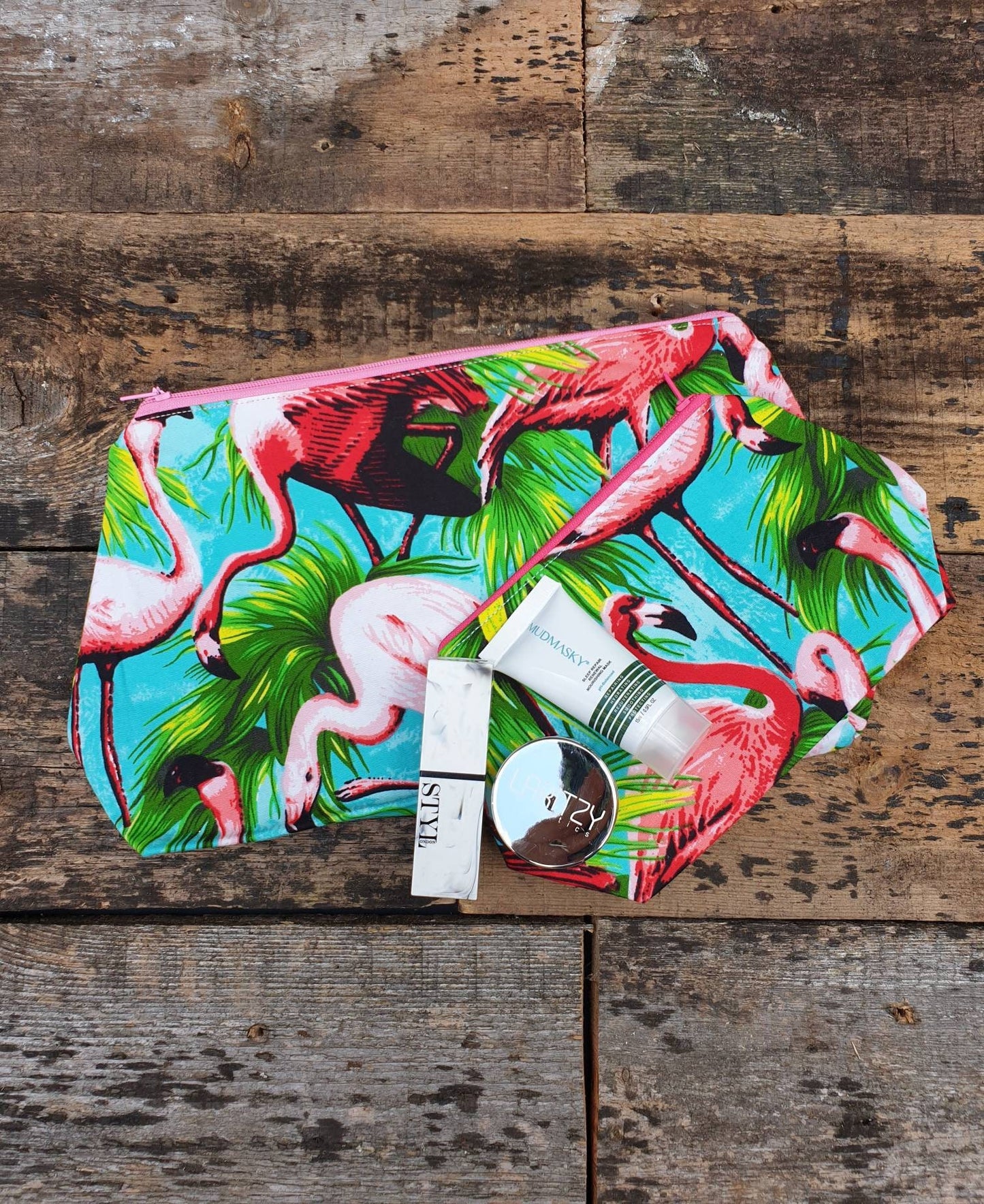 Light Blue Flamingo Pouch Bag Pair