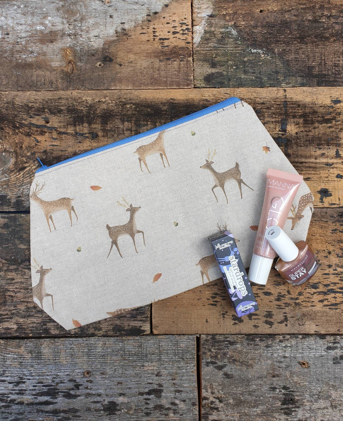 Autumnal Deer Pouch Bag | Large Makeup Bag