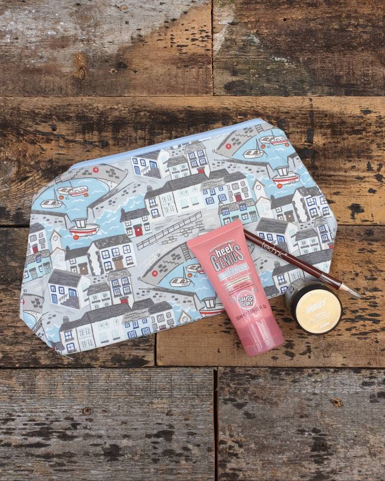 Busy Harbour Scene Pouch Bag | Large Makeup Bag