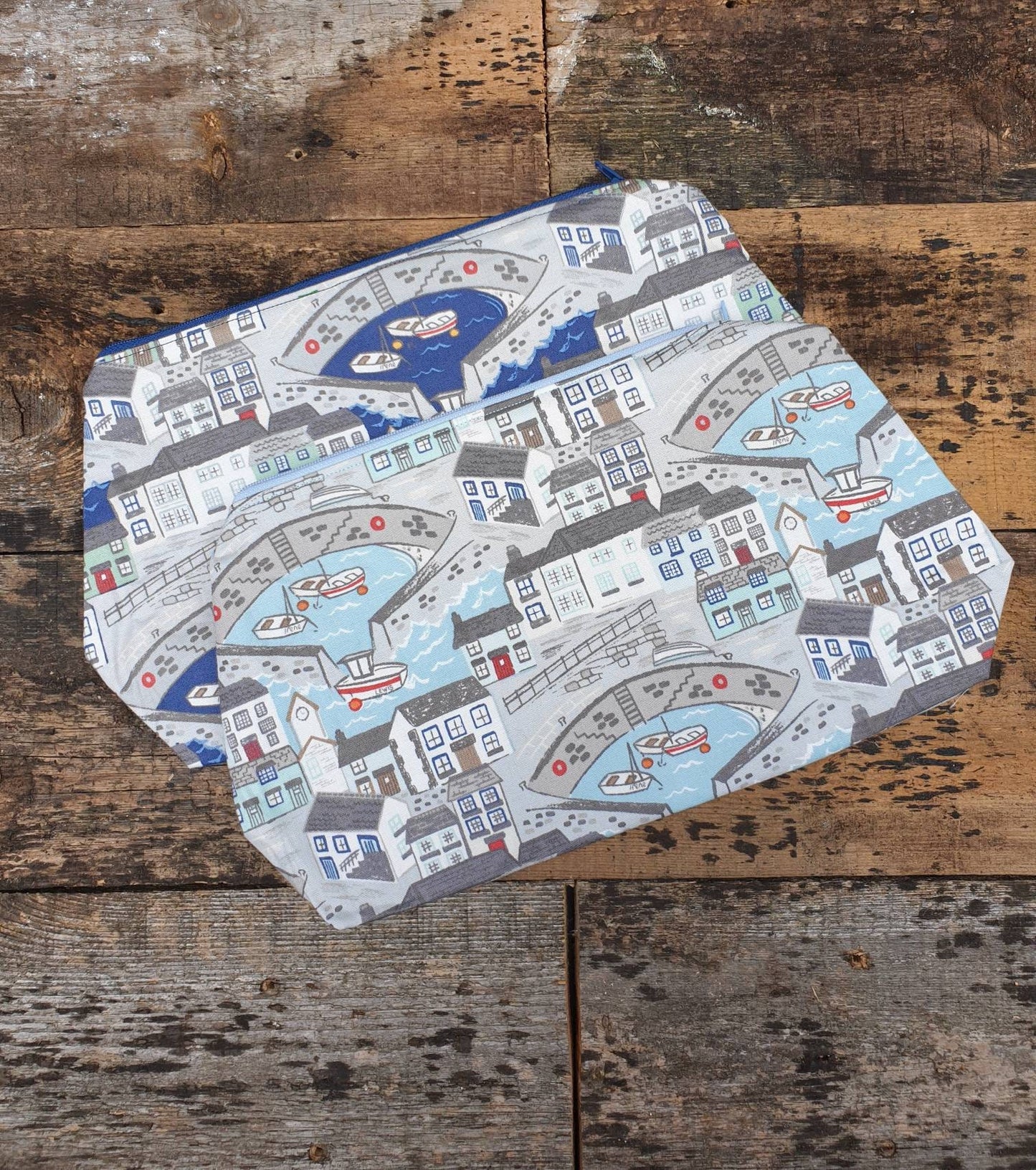 Busy Harbour Scene Pouch Bag | Large Makeup Bag