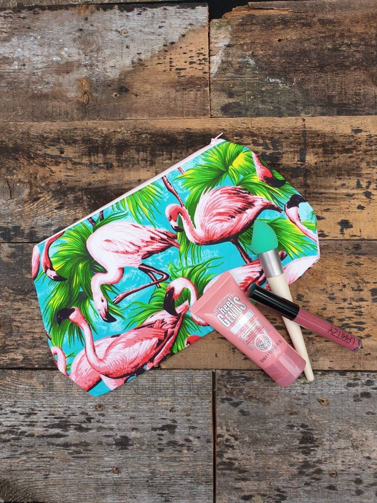 Flamingo Zipper Pouch Bag | Large Makeup Bag