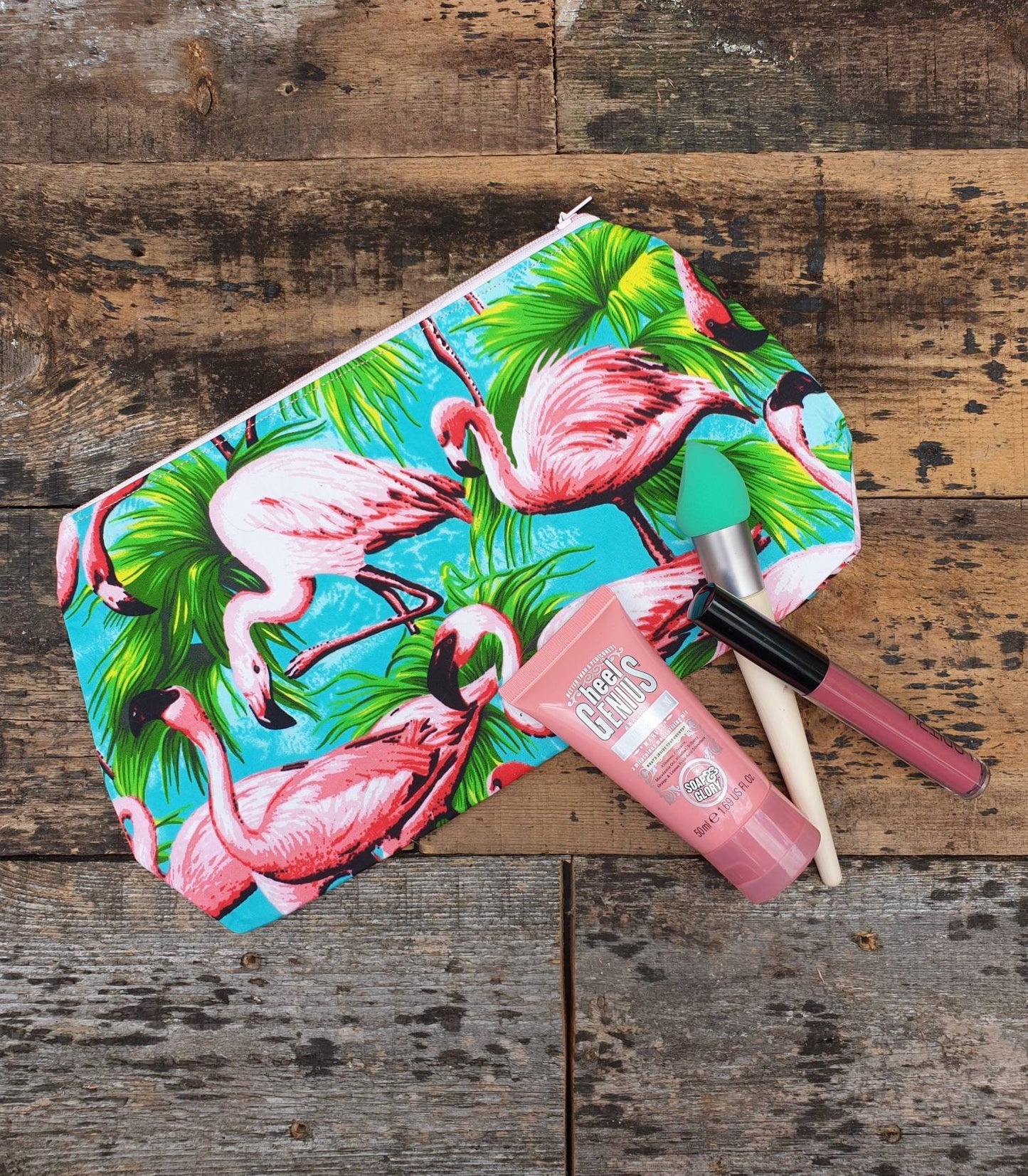 Flamingo Zipper Pouch Bag | Large Makeup Bag