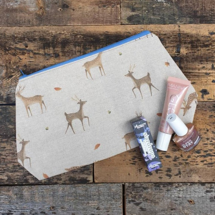 Autumnal Deer Pouch Bag | Large Makeup Bag