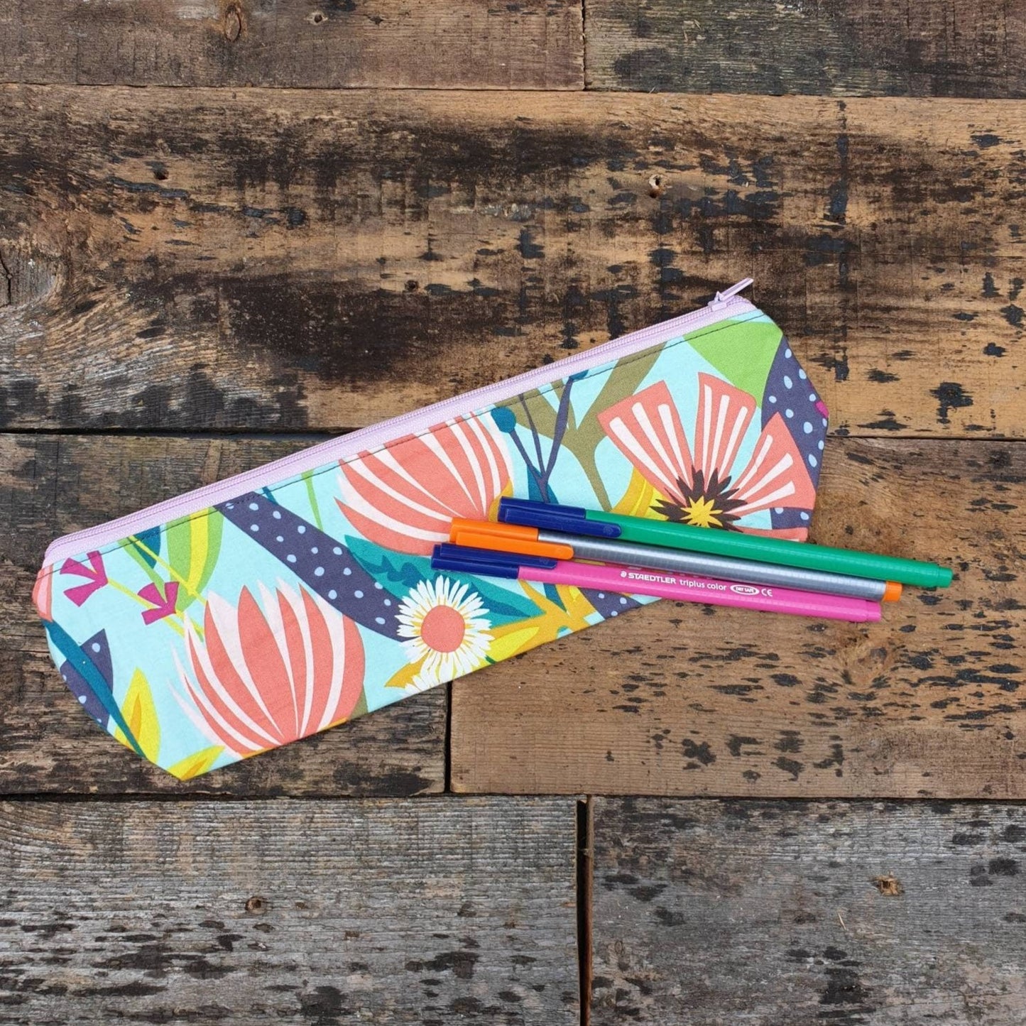 Multicoloured Floral Pencil Case