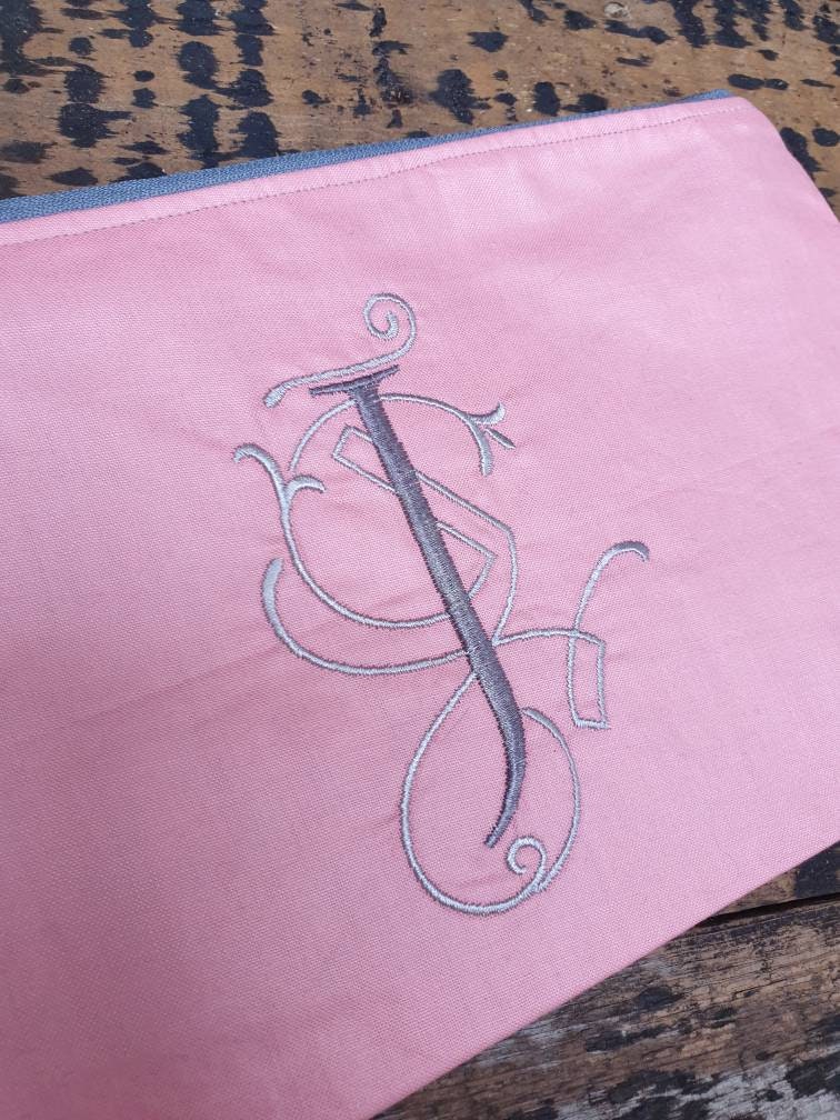 Personalised Swirling Monogram Pouch Bag | Large Makeup Bag