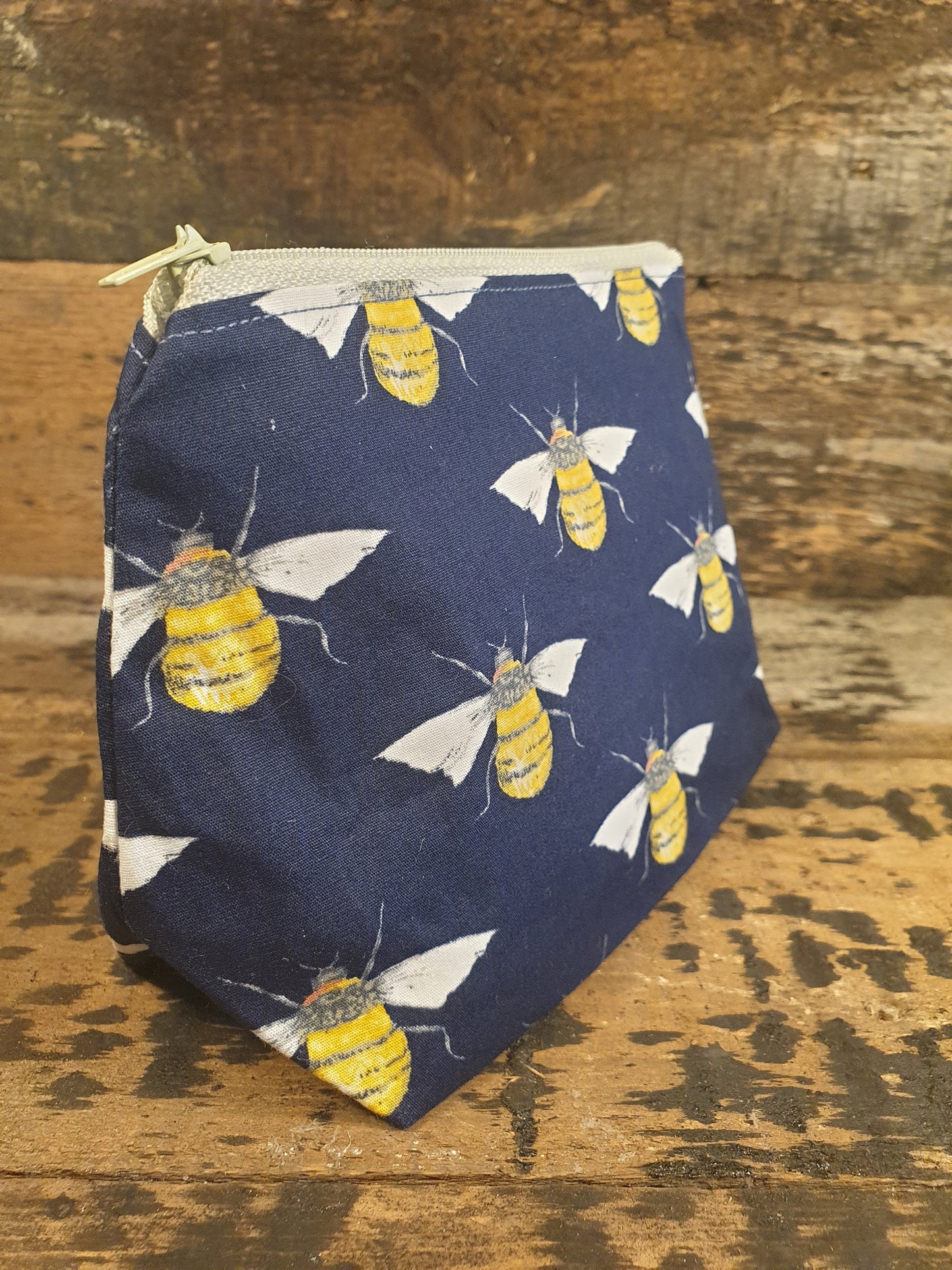 Navy Bumble Bee Pouch Bag | Small Makeup Bag