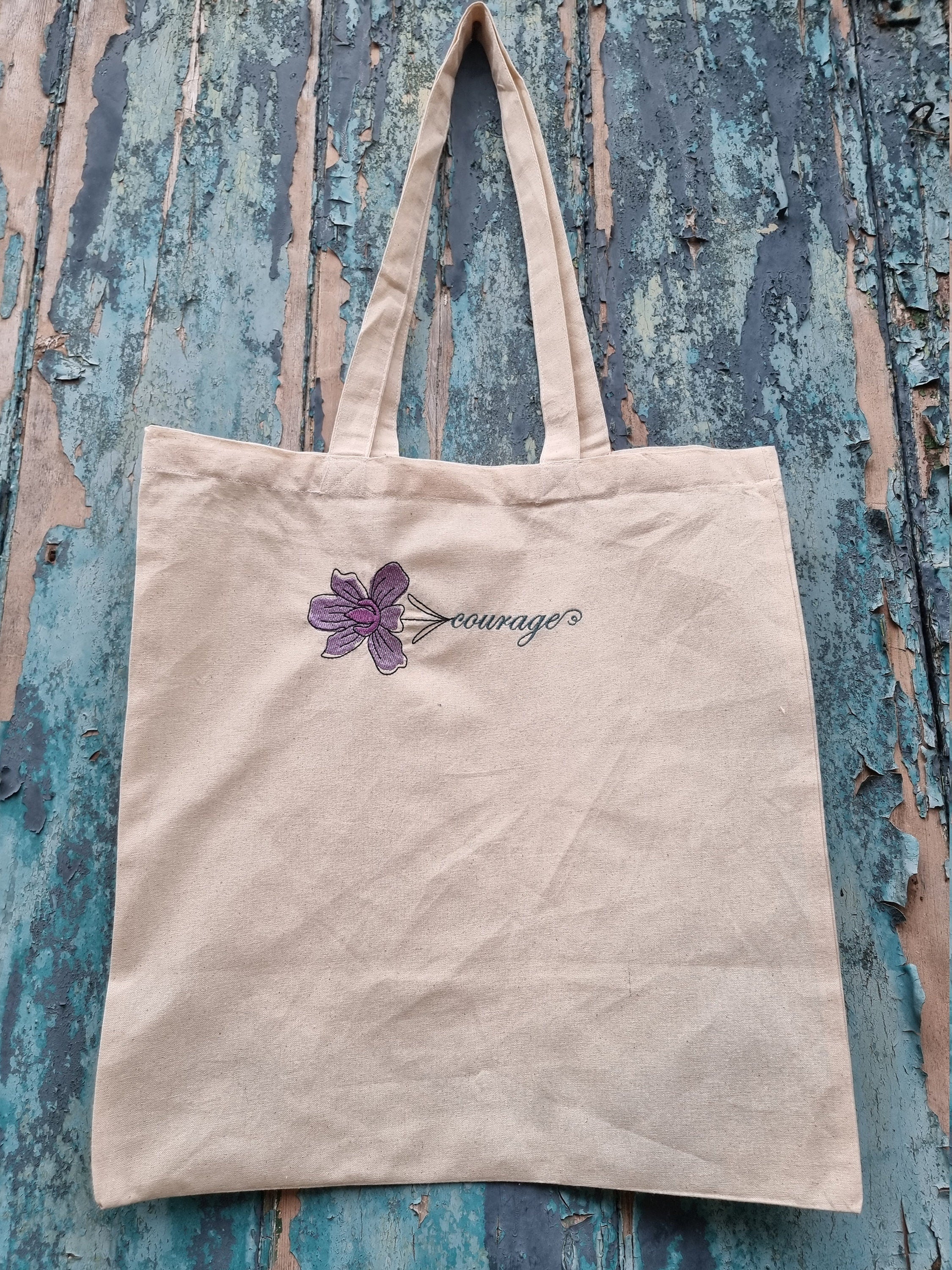 Grey floral cheap embroidered tote bag