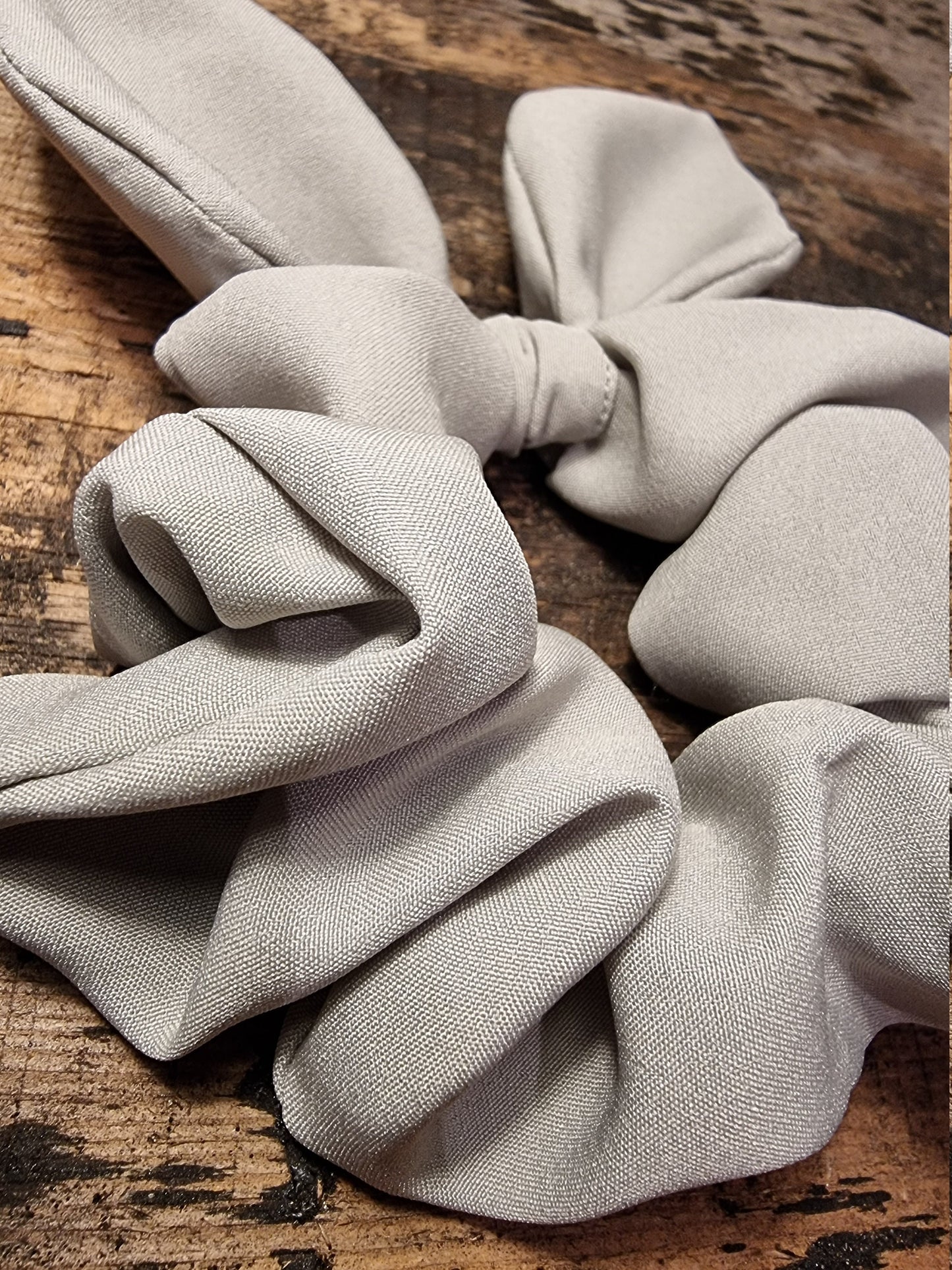 Light Grey Super Soft Crepe Bow Scrunchie | Removeable Bow