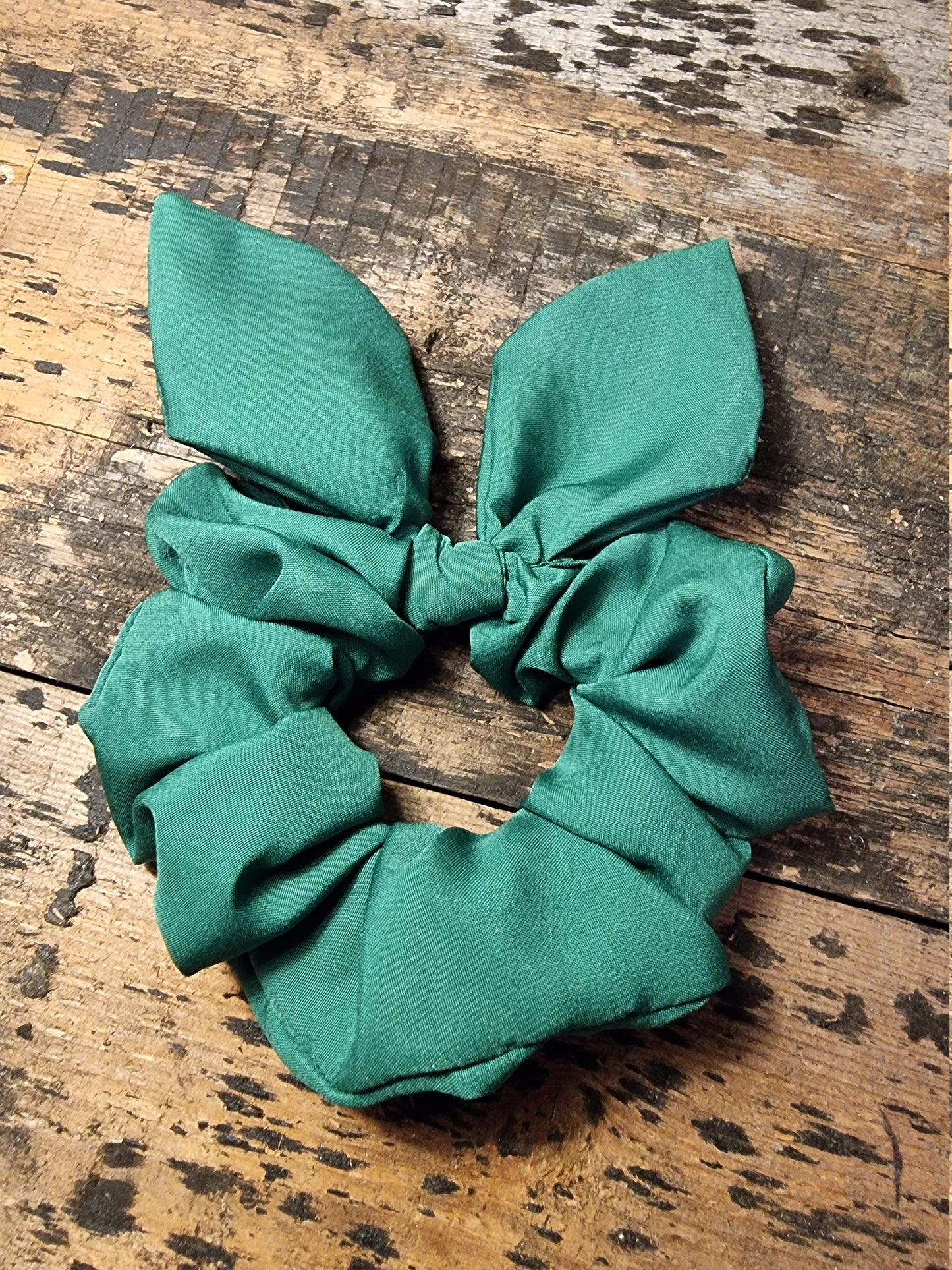 Forest Green Super Soft Crepe Bow Scrunchie |  Removeable Bow